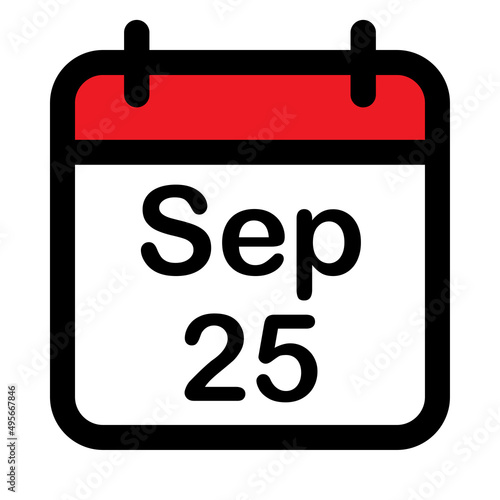 Calendar icon with twenty fifth September