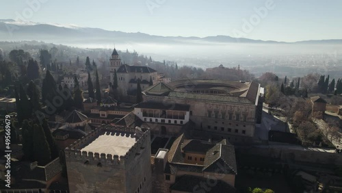 Alhambra complex, palace and fortress, Granada, Spain. Famous Islamic architecture  photo