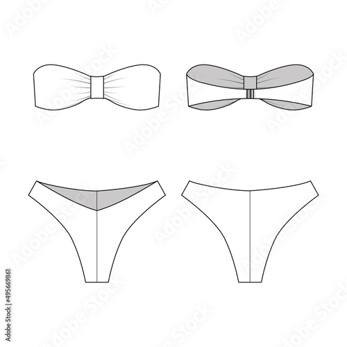Fashion technical drawing of bikini swimwear