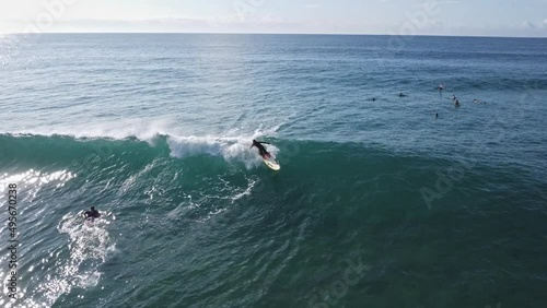 Wallpaper Mural Surfer catches wave while doing a handstand caught on drone. Torontodigital.ca