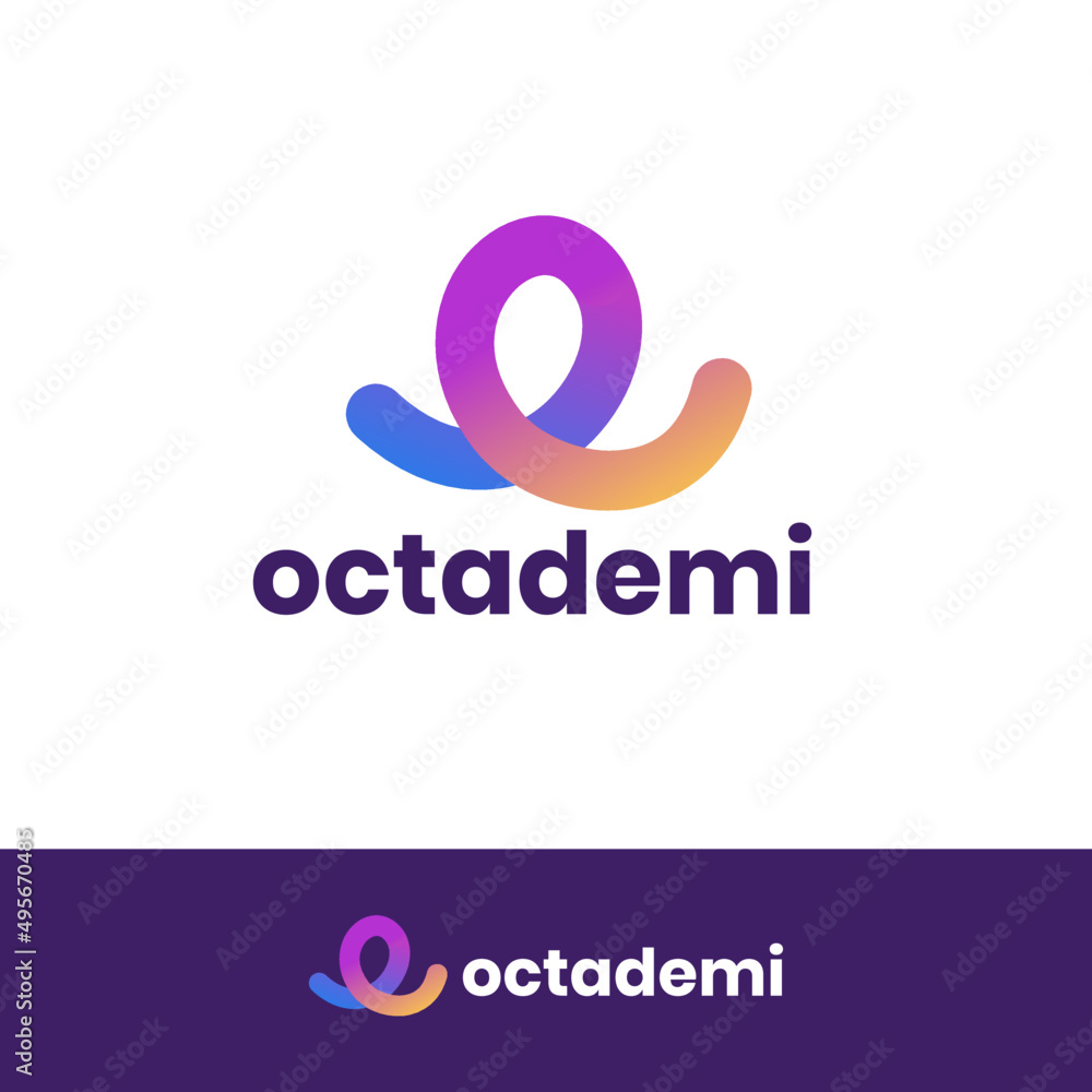 Octopus simple logo monogram. line logo vector design. Simple, education, science, technology, data company, apps and mobile logo Octopus simple logo monogram. line logo vector design. Simple, education, science, technology, data company, apps and mobile logo