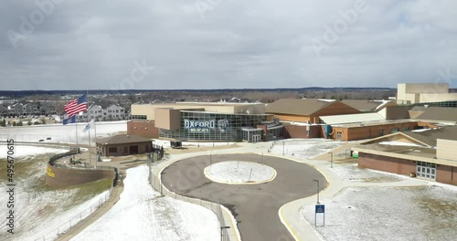 Oxford High School in Oxford, Michigan drone video moving forward. photo