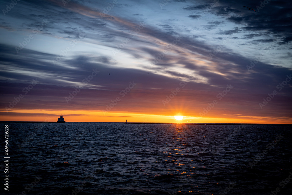 Sunrise over Lake Michigan 