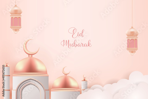 islamic background with ornament design.eid mubarak greeting card template.