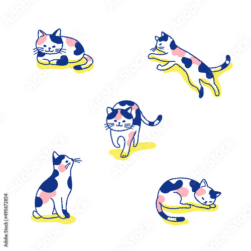 さまざまなポーズの猫　バリエーション　セット