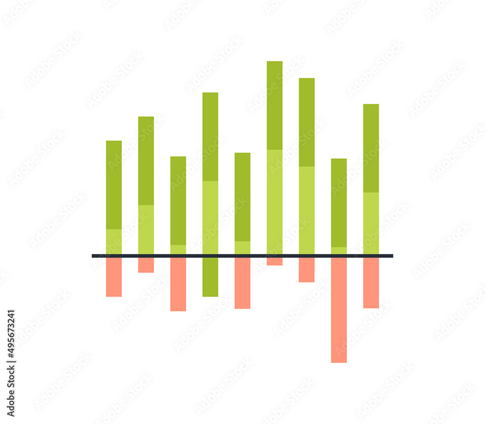 Business presentation financial graph and trade chart flat illustration.