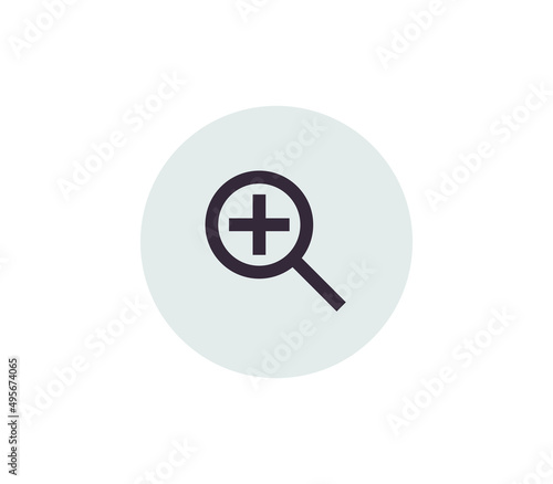Magnifying glass and search icon flat illustration. 