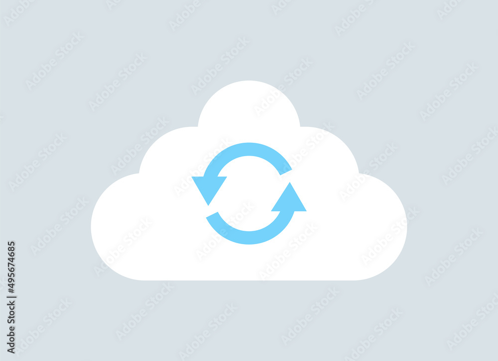 Cloud server synchronizing and datacenter flat illustration. Cloud server synchronizing and datacenter flat illustration.