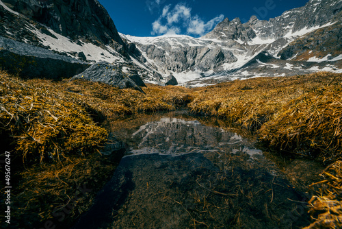 river and reflection in the mountain