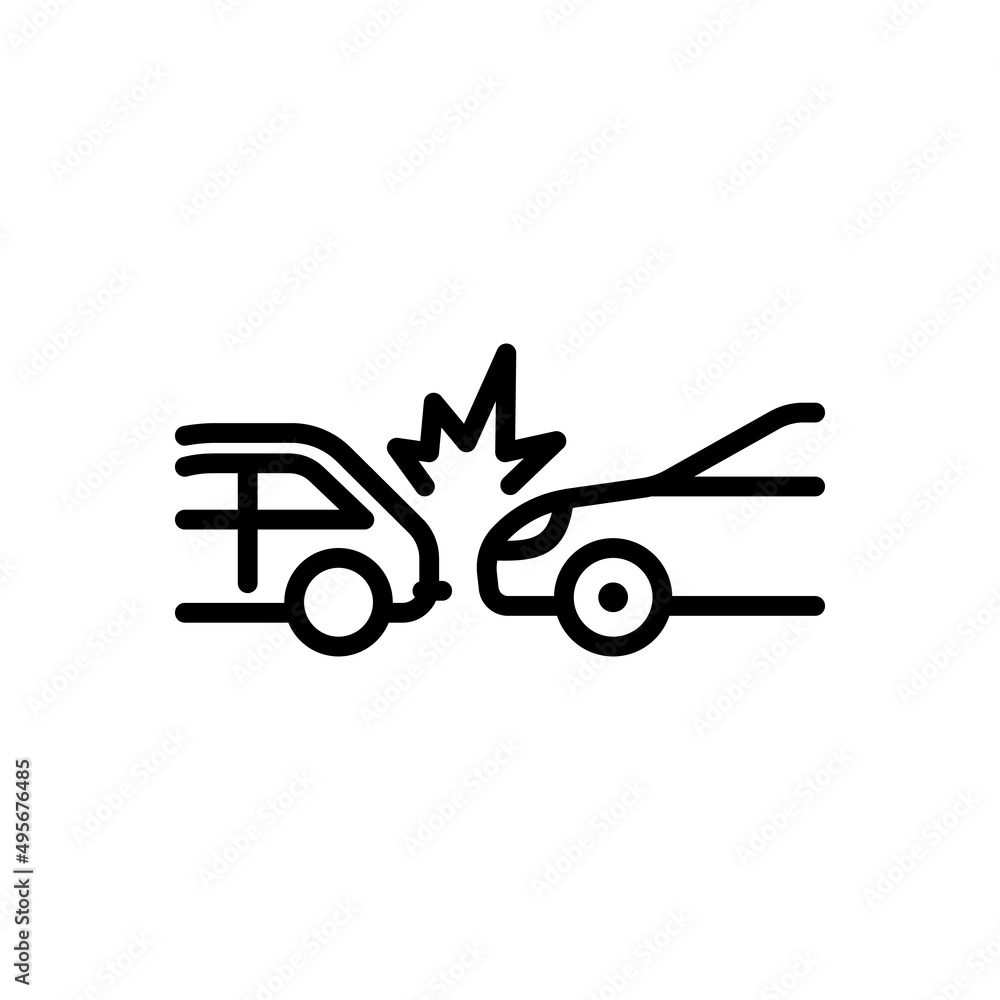 Failure to keep distance Icon. Road Traffic Accident. Auto Crash. Vector sign in simple style isolated on white background. Failure to keep distance Icon. Road Traffic Accident. Auto Crash. Vector sign in simple style isolated on white background.