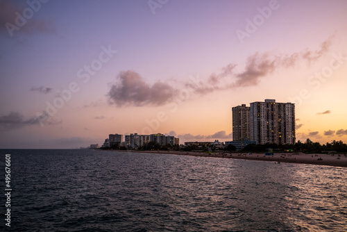 sunset over the city of pompano beach