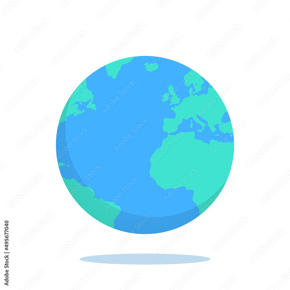 World map and earth planet concept flat illustration. World map and earth planet concept flat illustration.