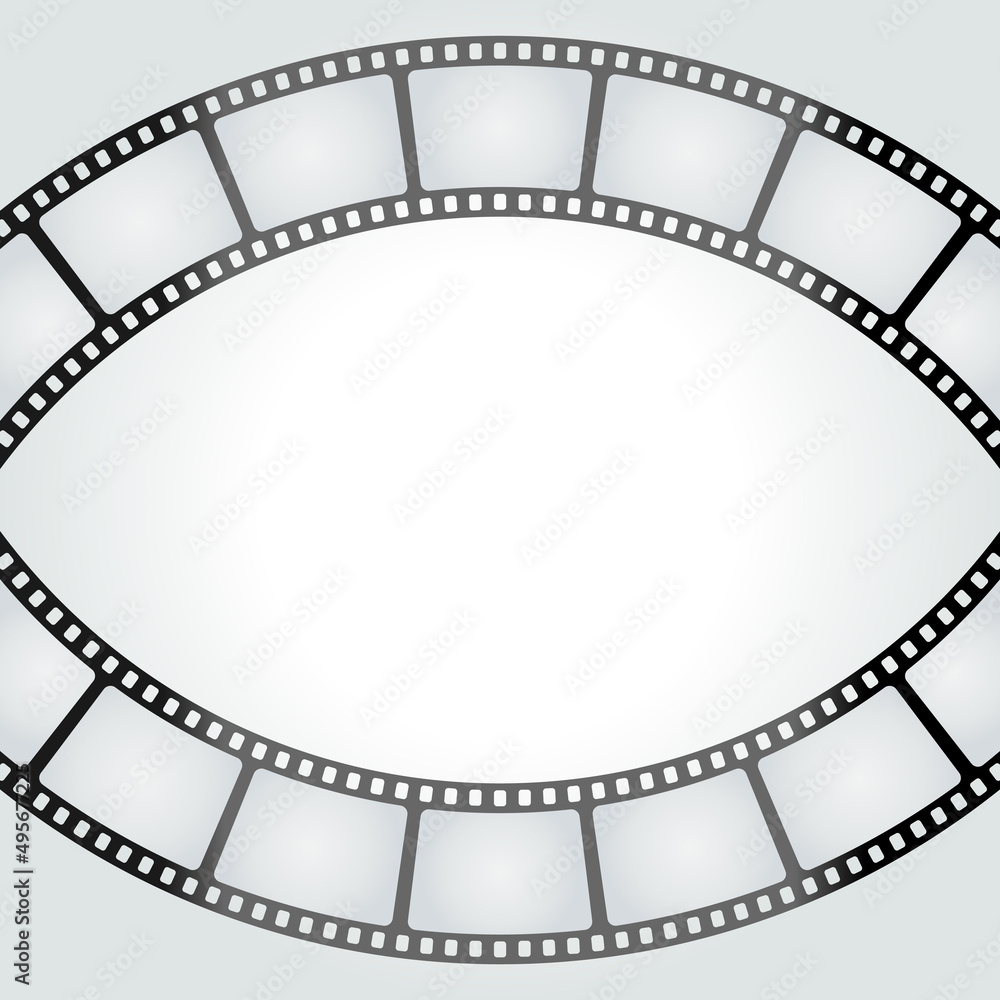 Circle from retro roll film vector illustration. Piece of blank transparent roll film for movie production and cinematography industry forming ring on white background