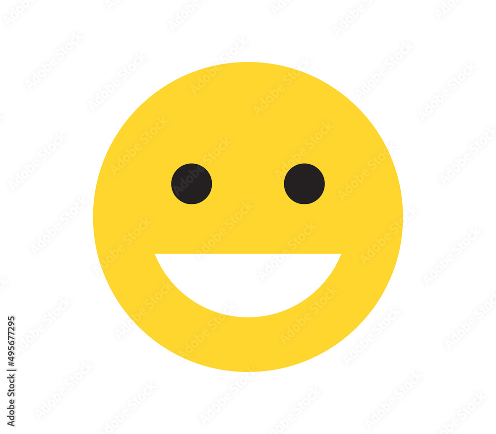 Simple expressions and yellow cartoon smile flat illustration.	
