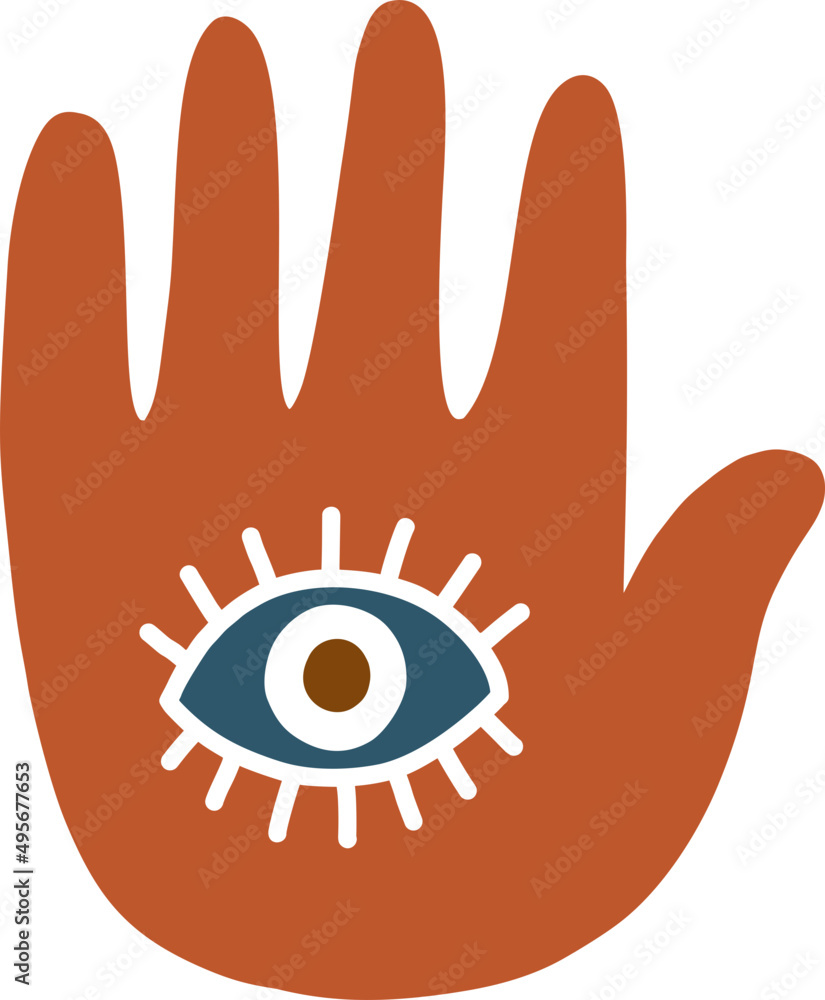 Vector hand with eye object, decorative illustration