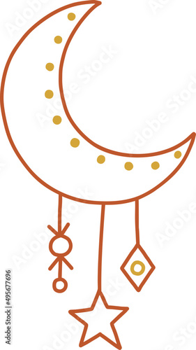 Moon illustration decorative element, vector object