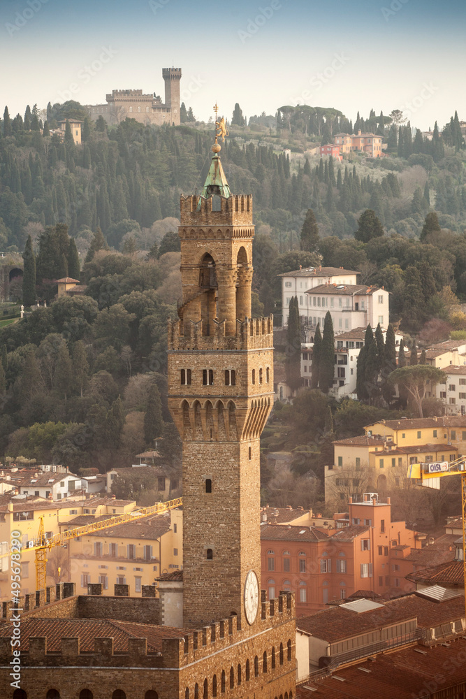 Italia, Toscana, Firenze, la Torre di Palazzo Vecchio.