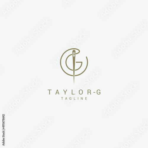 Sewing needle and thread with letter g template design Premium 