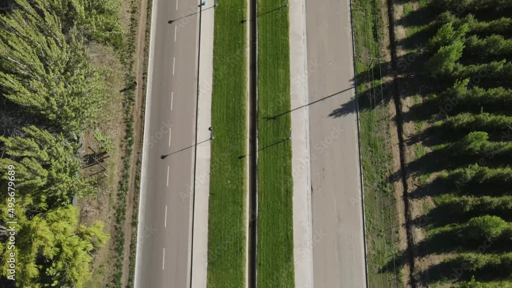 Aerial view over a road in the countryside surrounding areas of General Roca, Cordoba, Argentina Aerial view over a road in the countryside surrounding areas of General Roca, Cordoba, Argentina