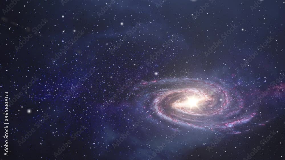 spiral galaxy drifting against purple nebula clouds background in the universe 4K spiral galaxy drifting against purple nebula clouds background in the universe 4K