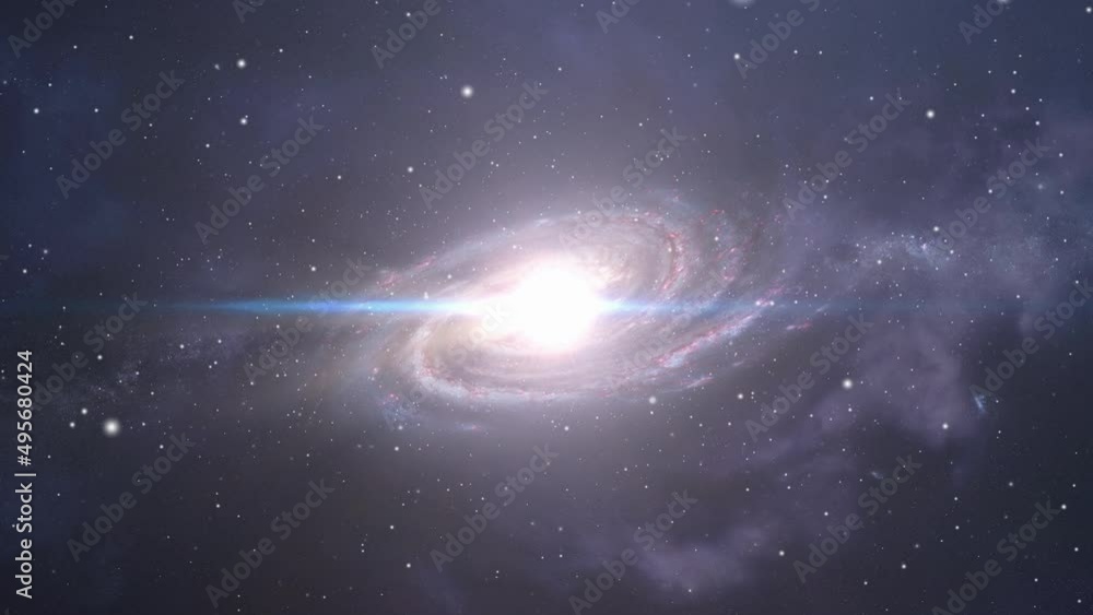 spiral galaxy with bright rays in the center in the universe 4K spiral galaxy with bright rays in the center in the universe 4K