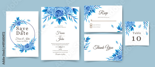 wedding invitation with beautiful flowers design.
