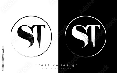 ST letter logo design template vector