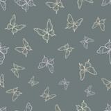 Vector butterfly seamless repeat pattern, Earth tones nature pattern.