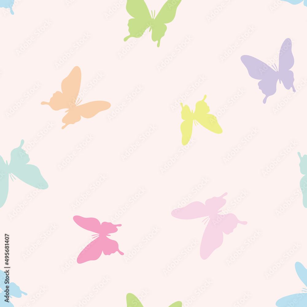 Vector butterfly seamless repeat pattern background.