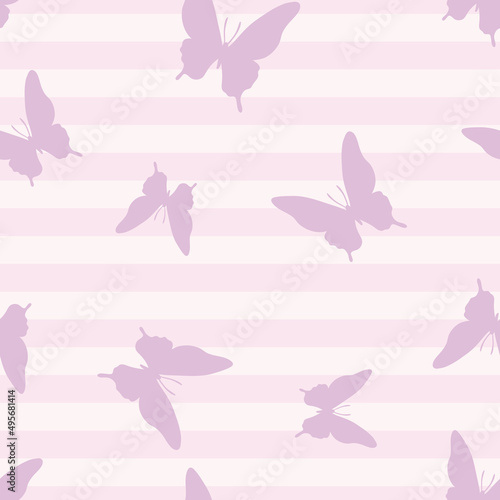 Vector butterfly stripe seamless repeat pattern background.