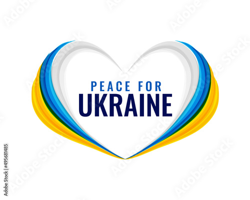 ukraine flag heart with peace for ukraine message