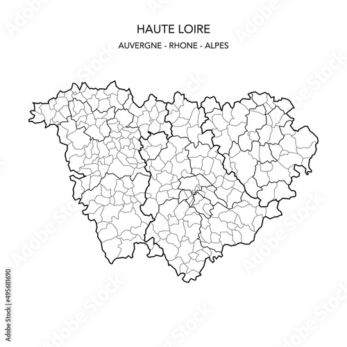 Map of the Geopolitical Subdivisions of The Département De La Haute Loire Including Arrondissements, Cantons and Municipalities as of 2022 - Auvergne Rhône Alpes - France