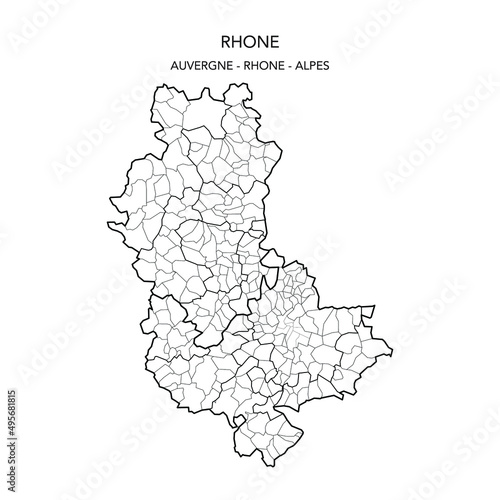 Map of the Geopolitical Subdivisions of The Department Du Rh  ne With Lyon Including Arrondissements  Cantons  Municipalities and Arrondissements De Lyon as of 2022 - Auvergne Rh  ne Alpes - France