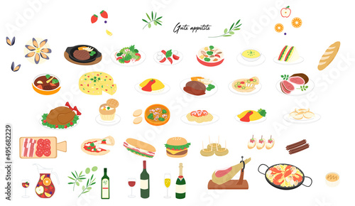 Various foods color illustration set