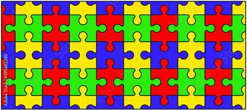 Cartoon autism ribbon. Vector world awareness day. Puzzle line pattern. puzzle pieces icon or pictogram. Autism spectrum disorder (ASD) is a neurological and developmental disorder with social skills.