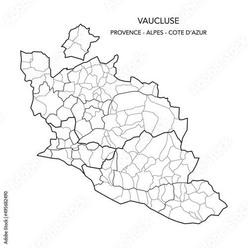Vector Map of the Geopolitical Subdivisions of the French Department of Vaucluse Including Arrondissements, Cantons and Municipalities as of 2022 - Provence Alpes Côte d’Azur - France