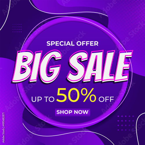Big sale background template. special offer promo with dynamic shape background.