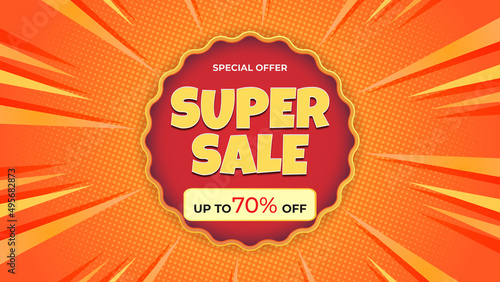 Super sale background template. special offer promo with dynamic shape background.