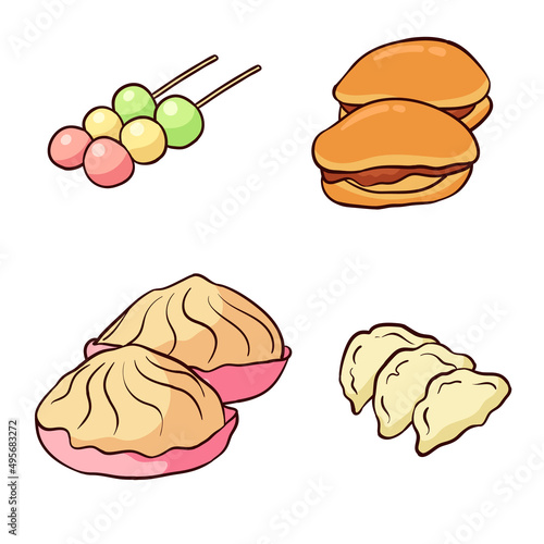 hand drawn japanese street food