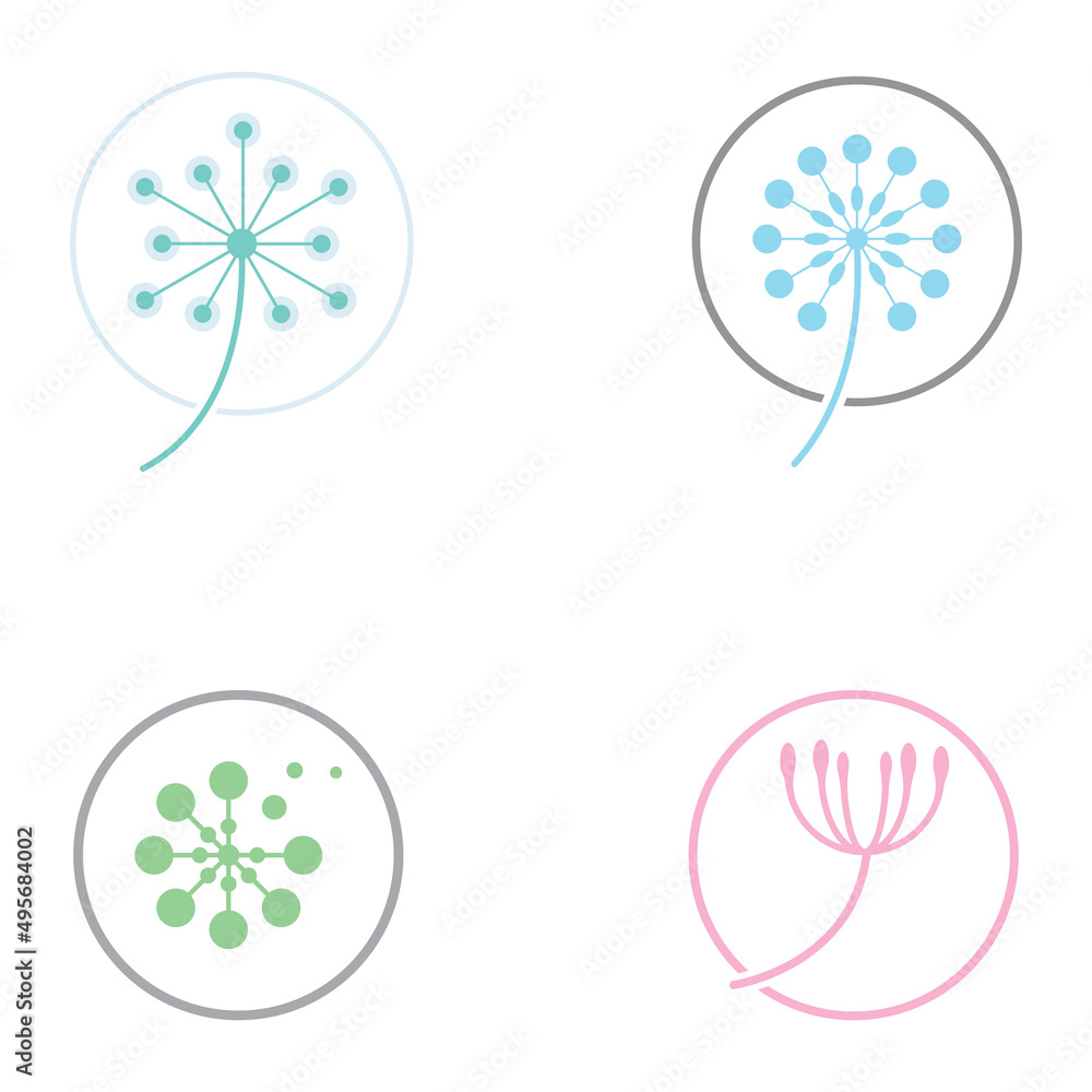 Dandelion flower logo and symbol design vector illustration template Dandelion flower logo and symbol design vector illustration template