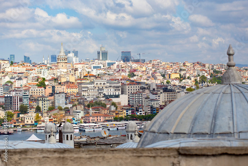 Aerial view of Istanbul from Suleymaniye Mosque in Istanbul, Turkey