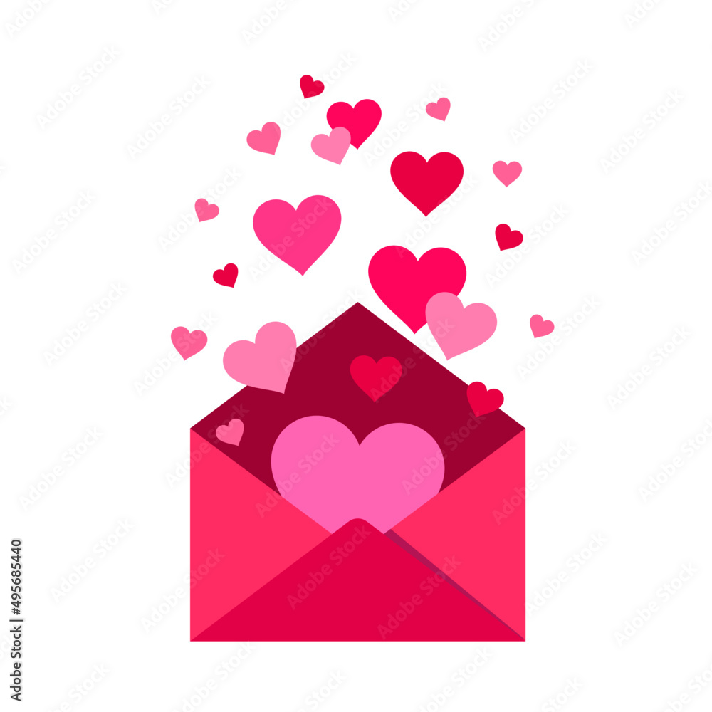 love letter Minimal Logo Icon hearts in envelope Flat Pictogram vector illustration