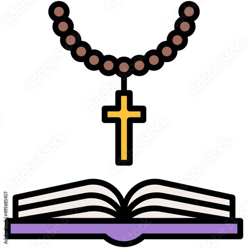 Cross and bible icon, Holy week related vector illustration