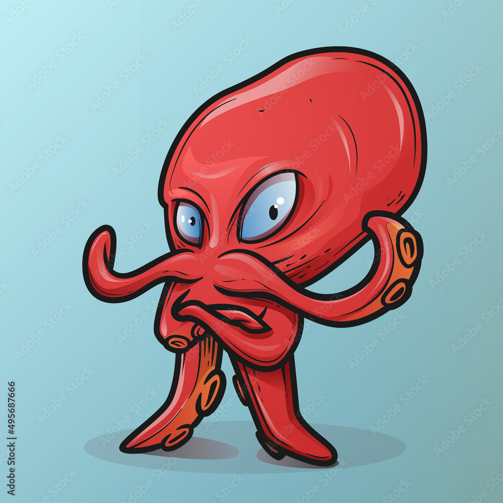 vector illustration, stylish red octopus vector illustration, stylish red octopus
