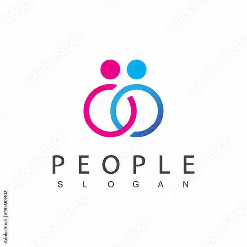 People Couple Logo Design Template