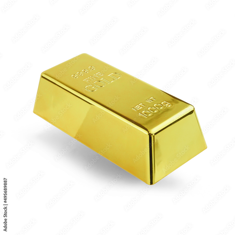 Isolated Gold Ingot Floating on White Background 1kg Gold Bar Isolated Gold Ingot Floating on White Background 1kg Gold Bar