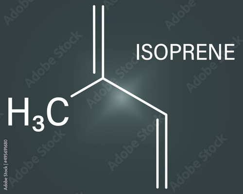 Isoprene, rubber (polyisoprene) building block (monomer). Skeletal formula.