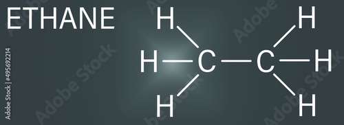 Ethane natural gas component molecule. Skeletal formula.