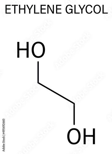 Ethylene glycol car antifreeze and polyester building block molecule. Skeletal formula.