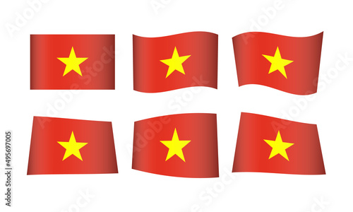 Vietnam Flag Vietnamese Flags National Symbol Banner Icon Vector Set Waving Stickers Wavy Hanoi Wave Flags Asia Asian South East Country State Day Emblem Realistic Flag Independence Culture 3D City
